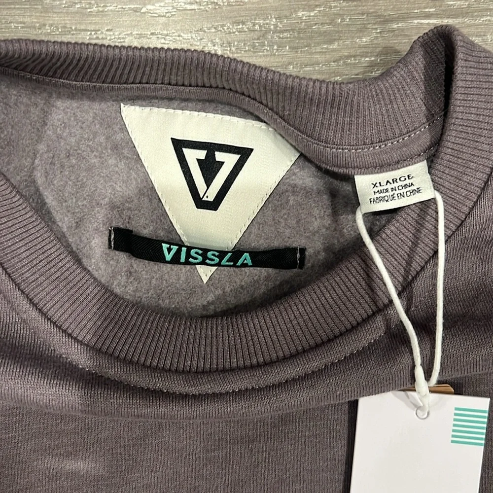 VISSLA Men's Charcoal/Purple Crewneck Sweater